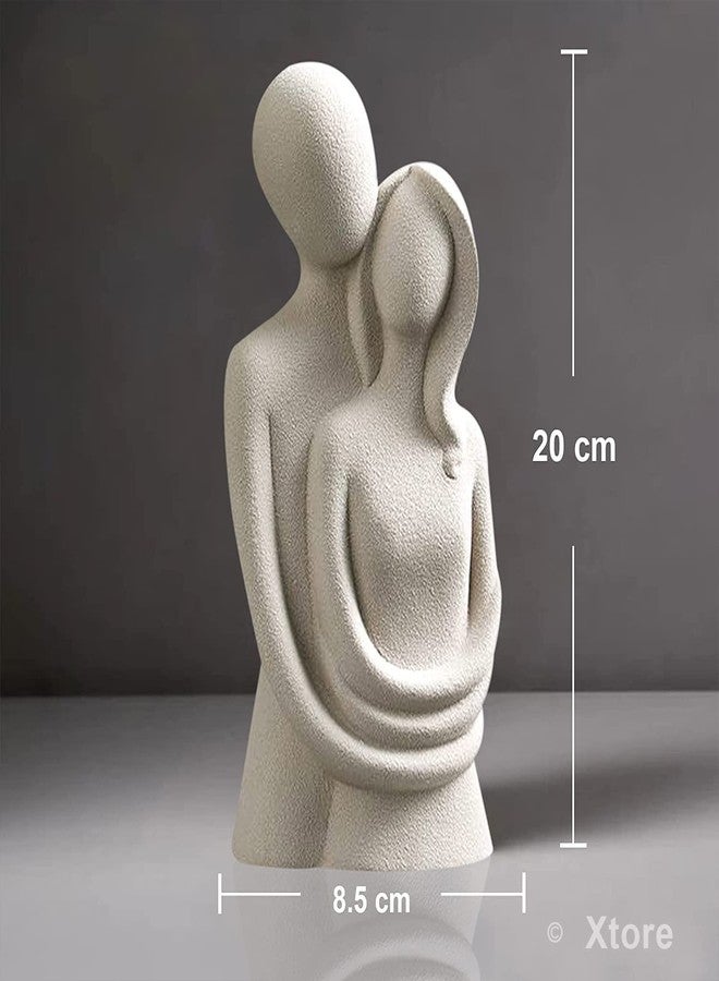 اكستور تمثال زوجين رومانسيين جميلين من إكستوري | ديكور منزلي من السيراميك (عبوة من قطعة واحدة، لون أبيض كريمي) - Image 4